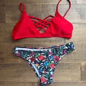 Floral bathing suit pair